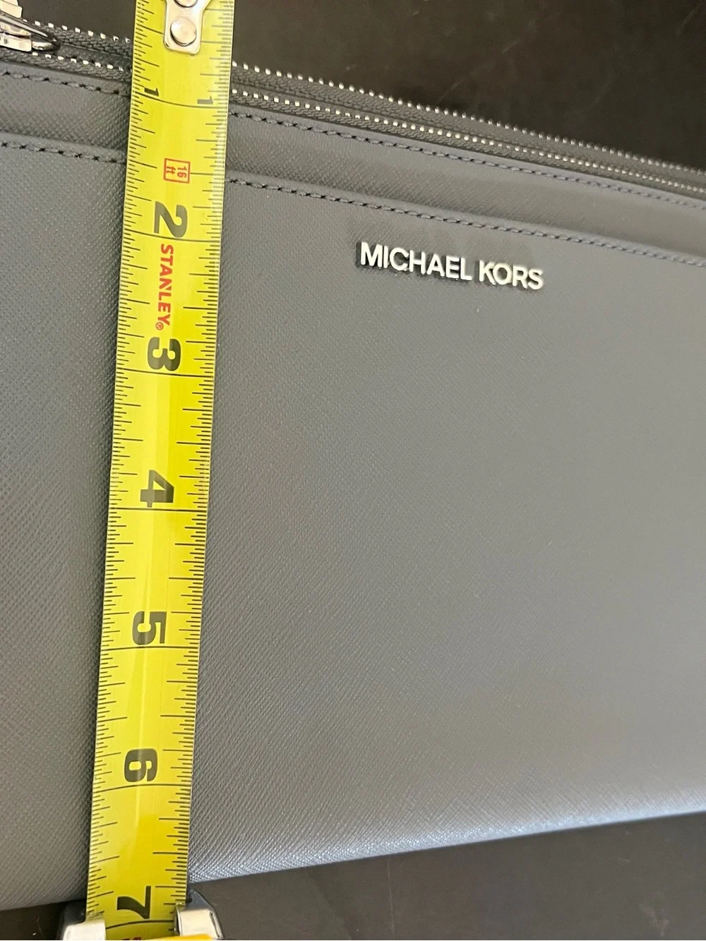 Michael Kors Men's Grey Saffiano Leather Zip Pouch